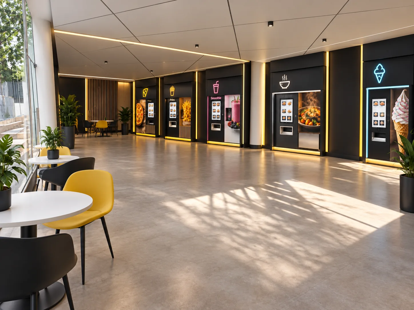 Illustrative concept of a 24x7 ROBO automated food court, based on the actual site